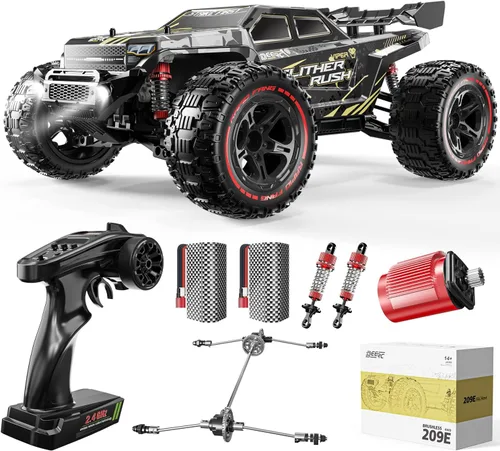 DEERC 209E 1:10 Camión de control remoto rápido sin escobillas RC para adultos y niños, velocidad alta de más de 37 mph, 4WD todo terreno con 2