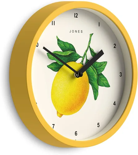 Miniatura 8 de JONES CLOCKS® Reloj de pared de frutas Reloj redondo pequeño 8 pulgadas Crema Arte botánico ilustrado de fresa Ideal para cocina y comedor.