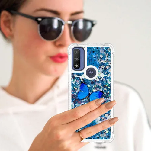 Miniatura 6 de Funda para Moto G Play 2023, Moto G Pure/G Power 2022 con protector de pantalla, para mujeres y niñas, con purpurina líquida, flotante, linda funda