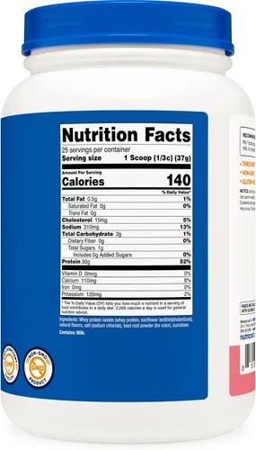 Miniatura 5 de Nutricost - Proteína aislada de suero de leche, sabor batido de fresa, 2 libras