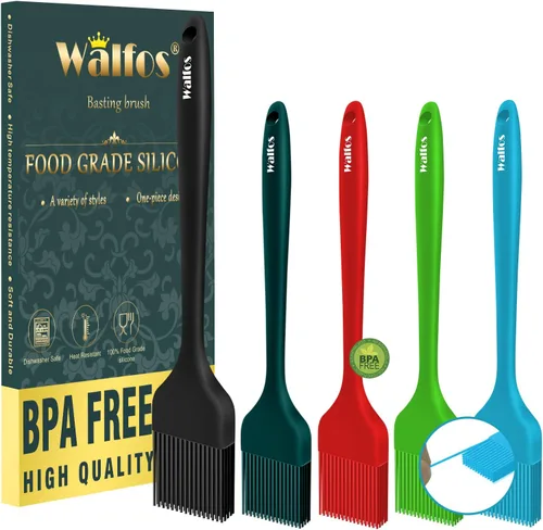 Walfos Juego de 5 cepillos de silicona para repostería, resistentes al calor, perfectos para hornear, parrilla de barbacoa, cocina de cocina, núcleo