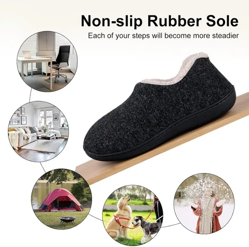 Miniatura 5 de Leisurely Pace Pantuflas de invierno de espuma viscoelástica para mujer espalda cerrada forro polar pantuflas para interiores y exteriores