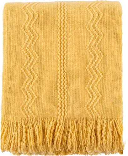 Miniatura 25 de BATTILO HOME Manta marrón para sofá, manta bohemia decorativa de punto chocolate para el hogar, cama, 50 x 60 pulgadas Marrón ondulado