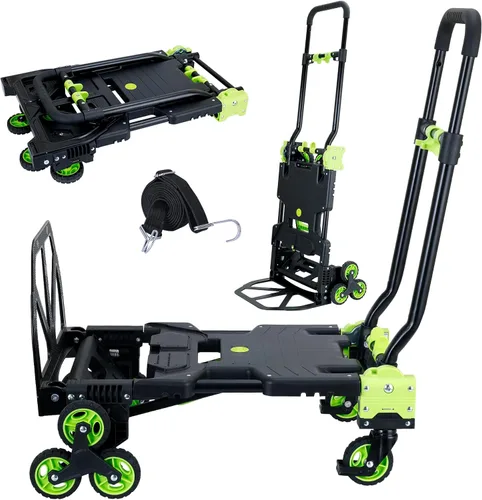 Miniatura 11 de Carro de mano 2 en 1 plegable, carrito de mano de capacidad de 330 libras, carrito de mano plegable con mango retráctil, carretilla de mano plegable