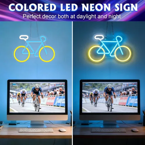 Miniatura 5 de Letreros de neón para bicicleta para decoración de pared, luces de neón para dormitorio, luz de pared de neón adecuada para sala de estar, oficina