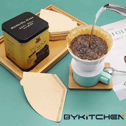 Miniatura 7 de BYKITCHEN Filtros de café en cono, juego de 200 unidades, tamaño 2, papel de cono de filtro de café, filtros de papel natural sin blanquear