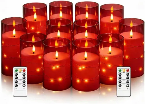 Miniatura 20 de kakoya Velas LED sin llama con temporizador de 5 piezas, velas parpadeantes sin llama para ambiente romántico y decoración del hogar, carcasa dorado