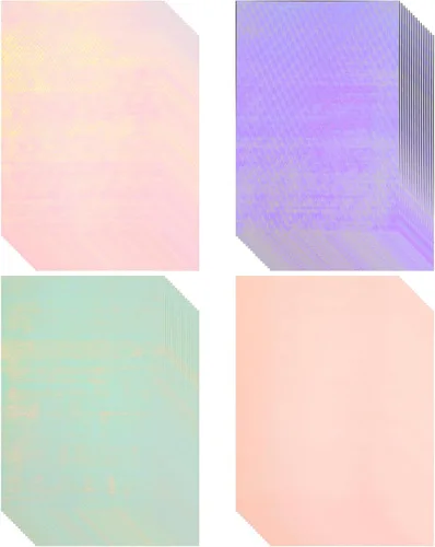 Miniatura 10 de Kosiz 100 hojas de cartulina holográfica metálica, cartulina brillante con purpurina iridiscente, papel de espejo iridiscente de 8.5 x 11 pulgadas