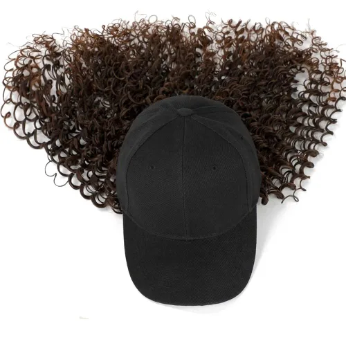 Miniatura 3 de Onepiece - Gorra de béisbol con extensión de cabello, 21 pulgadas, cabello ondulado largo, peluca sintética con pelo para mujeres y niñas Rizos