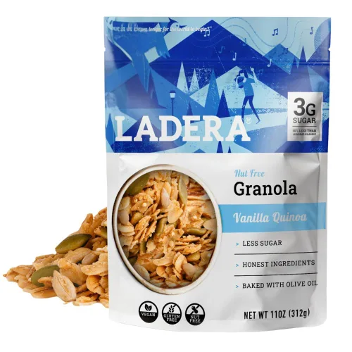 Granola de Quinua con Vainilla Ladera - Cereal de Desayuno Bajo en Azúcar y Sin Nueces, Sin Gluten y Vegano, Ingredientes Honestos, 11 OZ
