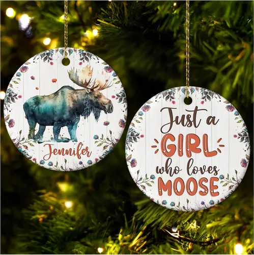 Miniatura 28 de Hyturtle Adorno de Navidad personalizado para los amantes de los osos, adorno de cerámica con nombre personalizado de Just A Girl Who Loves Bears