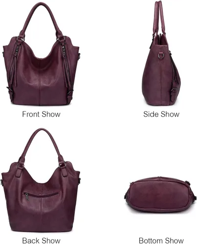 Miniatura 26 de Bolso Hobo oculto para mujer, de piel sintética, bolso cruzado de hombro, bolsa grande con funda desmontable