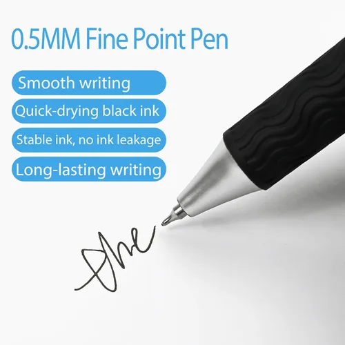 Miniatura 3 de Bolígrafos de Gel Negros, Paquete de 50 Bolígrafos Negros 0.5mm de Punta Fina, Tinta Negra, Escritura Suave, Bolígrafo de Gel con Clic para Oficina