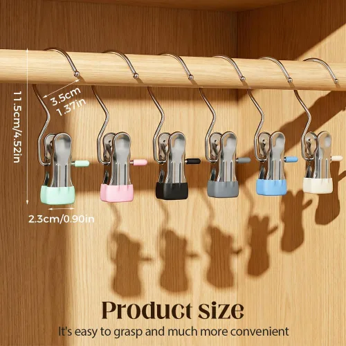 Miniatura 2 de Ganchos de Viaje Colgantes Ahorradores de Espacio para Pinzas de Ropa, Sombreros y Pantalones, Ganchos de Acero Inoxidable para Botas, Clips Negro