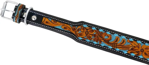 Miniatura 5 de Affilare Collar de cuero para perro estilo occidental, resistente, manual, ajustable, acolchado, suave para cachorros y perros grandes, 10AB110-XS