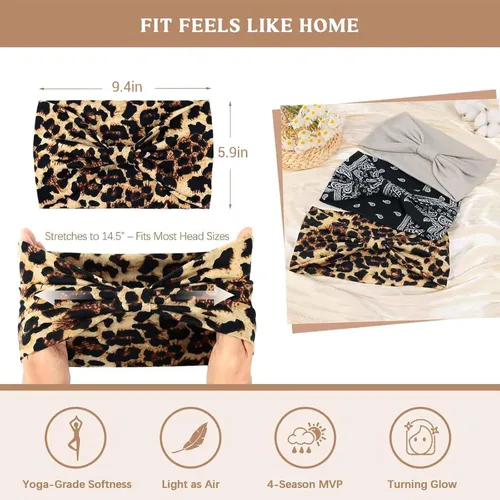 Miniatura 5 de Awumbuk Diademas anchas para mujeres anudadas antideslizantes bandas para la cabeza suaves diadema turbante accesorios para el cabello boho africano