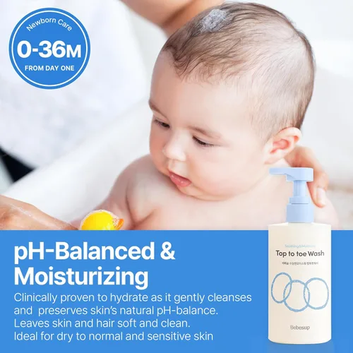 Miniatura 3 de BEBESUP - Champú para bebés de lavado de pies a cabeza Cuidado de la piel coreano para pieles sensibles y atópicas Arroz orgánico Cera Biome