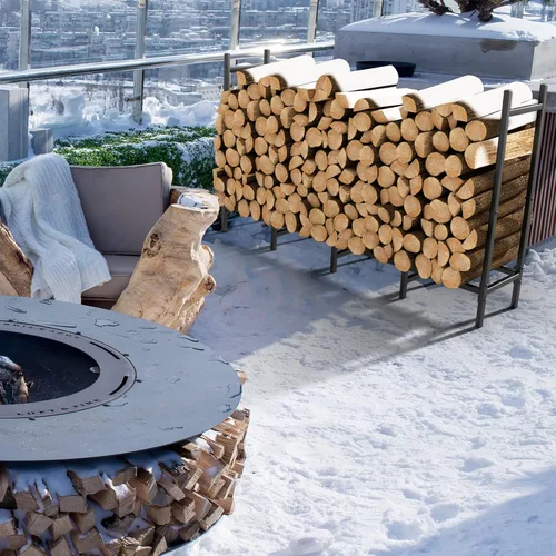 Miniatura 5 de Soporte de leña para interiores y exteriores de 5.3 pies para almacenamiento de leña para chimenea, soporte ajustable para apilar troncos de fuego