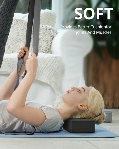 Miniatura 3 de Trideer - Bloques de yoga (paquete de 2), bloques de espuma suave antideslizantes con bordes biselados para alineación y estiramiento en yoga