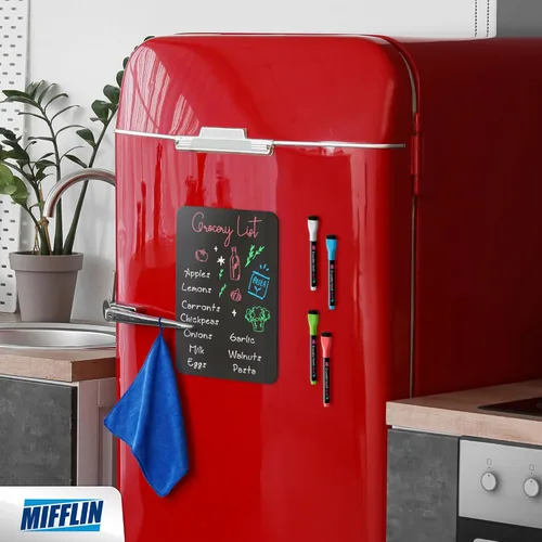 Miniatura 8 de USA - Hoja magnética negra de borrado en seco para refrigerador (12 x 8), organizador de pizarra para refrigerador resistente a las manchas