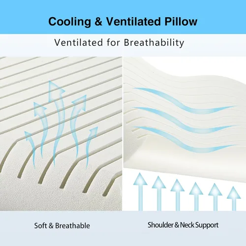 Miniatura 3 de Almohada de espuma viscoelástica de doble cara, almohada cervical de cuello de 4 pulgadas para dormir de lado, firmeza media y suave, almohada Blanco