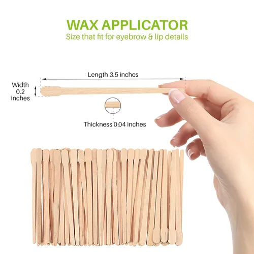 Miniatura 2 de Mibly 600 piezas varitas de cera de madera - varitas aplicadoras de cera pequeñas para cejas, labios, nariz para depilación y piel suave - Uso