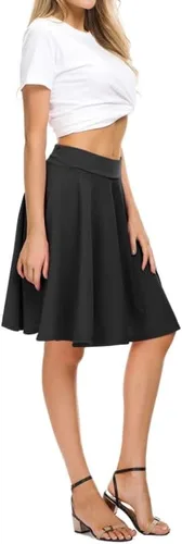 Miniatura 5 de Urban CoCo Women's Basic Midi Skirt Versatile Stretchy Flared Casual High Waisted Skirt