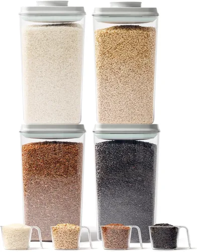 Miniatura 9 de Contenedores herméticos de almacenamiento de alimentos con tapas, contenedores de tapa emergente para organización de despensa, contenedores