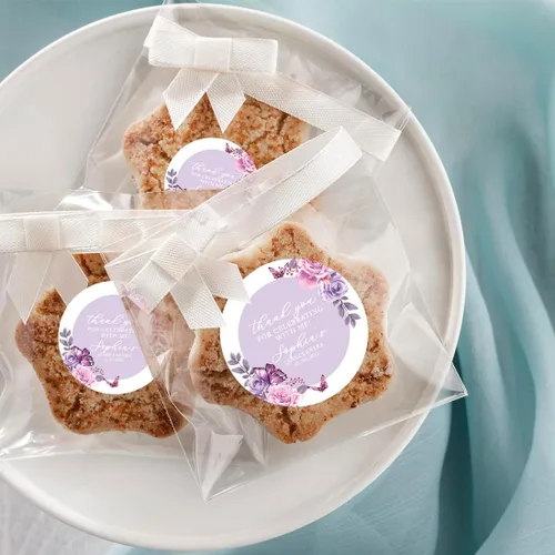 Miniatura 3 de Andaz Press Paquete de 40 etiquetas personalizadas redondas de 2 pulgadas para Quinceañera, mariposas lilas personalizadas etiquetas de Lila Lavanda