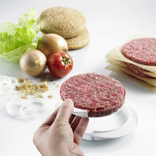 Miniatura 4 de QELEG - Prensa antiadherente para hamburguesas, molde para hacer hamburguesas, parrilla para hamburguesas jugosas de ternera regulares redondas