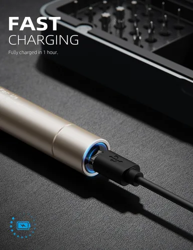 Miniatura 5 de iFu Mini destornillador eléctrico, juego de destornilladores de precisión 90 en 1 - Pequeño destornillador eléctrico inalámbrico con luz LED y 64