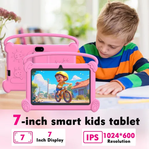 Miniatura 6 de Tableta para Niños de 7 pulgadas 3-9 para Niños, 32GB ROM Niños Pequeños con Estuche a Prueba de Golpes, Software Android para Niños Instalado Rosa