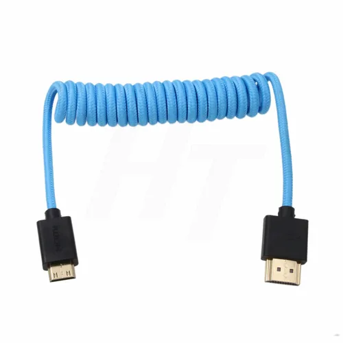 Miniatura 5 de 4K 60p 8K UHD Mini HDMI - Cable HDMI en espiral azul trenzado para Nikon D750 Sony Canon EOS R RP 5DIV ATOMOS Ninja V Portkeys Video Assist Monitor