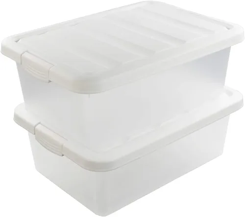 Miniatura 8 de Wekioger Caja de almacenamiento de plástico versátil con tapas negras, 14 cuartos de galón, 2 paquetes
