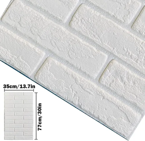 Miniatura 2 de Pegatinas de pared de ladrillo de espuma XPE con textura 3D de 13.78 x 30.31 pulgadas, papel tapiz de ladrillo sintético, paneles de pared Estilo 1