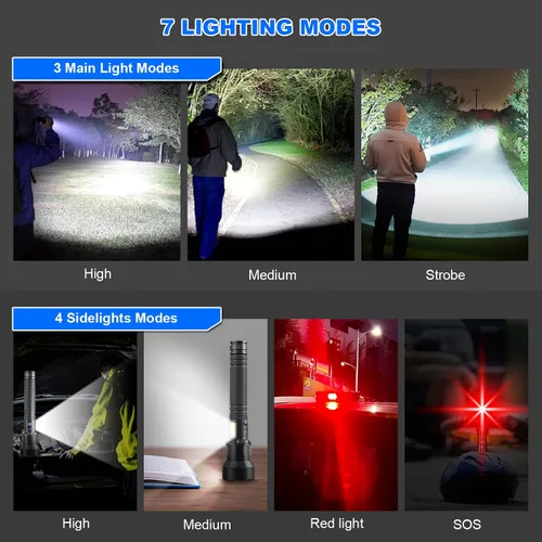 Miniatura 2 de Cinlinso Linternas LED Recargables de Altos Lúmenes, 99,000 Lúmenes Linterna Súper Brillante con 7 Modos, Potentes Linternas Impermeables de Mano