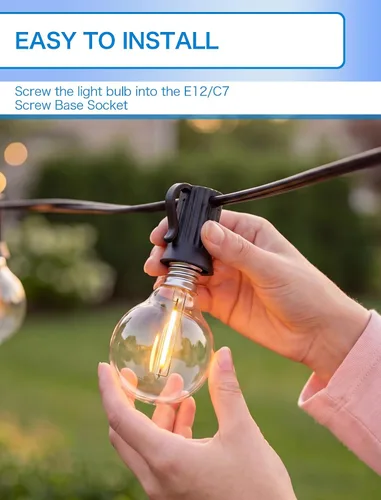 Miniatura 6 de SUNSGNE Paquete de 25 bombillas LED G40 de repuesto, bombillas de cadena de globo de 0.6 W, bombillas de repuesto impermeables para luces de cadena