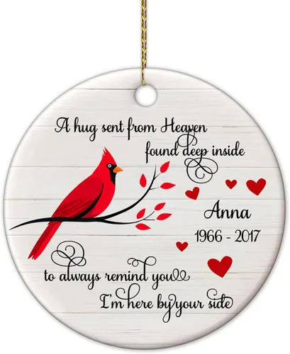 Miniatura 11 de HYTURTLE My Mind Still Talks to You - Adorno de Cerámica Círculo Cardenal - Adorno Navideño Conmemorativo Regalos por la Pérdida de un Ser Querido