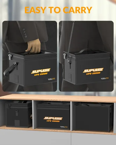 Miniatura 4 de SUPULSE Lipo Bolsa de batería ignífuga a prueba de explosiones Bolsa de gran capacidad para cargar batería y bolsa de protección de almacenamiento