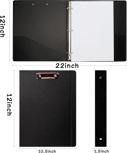 Miniatura 7 de Carpeta de tres anillos con portapapeles, cubierta de lino, carpeta de 1 pulgada para papel de 8.5 x 11 pulgadas, 2 bolsillos interiores de papel