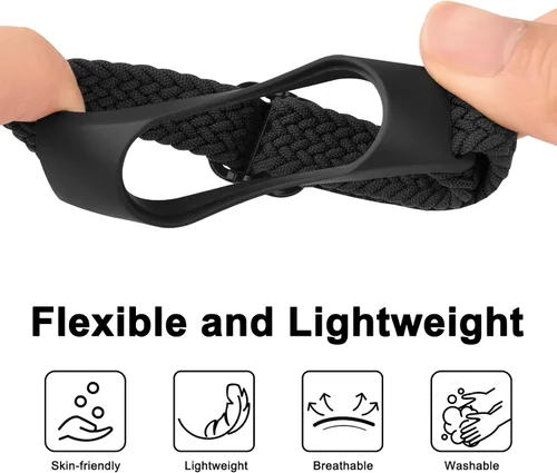 Miniatura 3 de Bandas elásticas para Amazfit Band 5 correas de repuesto para mujeres y hombres, correa de nailon trenzado suave para hombre y mujer, correa