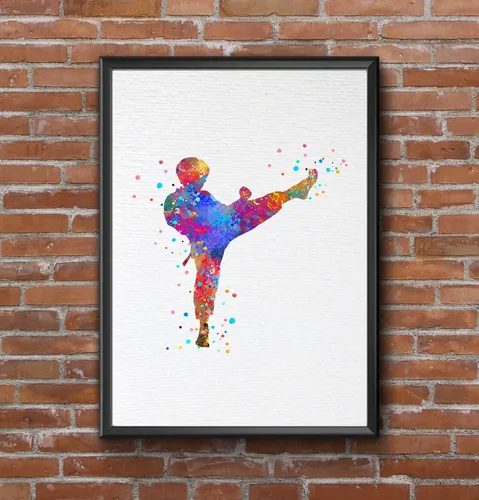 Miniatura 8 de Dignovel Studios 8X10 sin marco Karate Boy Kid Artes marciales Padre Hijo Deportes Coraje Acuarela Arte Impresión Póster Pared Guardería Niños