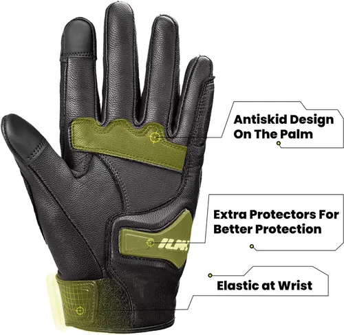 Miniatura 4 de ILM - Guantes de piel de cabra para motocicleta, moto, deportes motorizados, con función para pantalla táctil, para hombre y mujer, modelo DN01