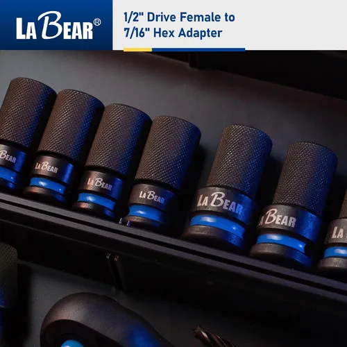 Miniatura 9 de LABEAR - Adaptador de llave de impacto, 1/2 "hembra a convertidor hexagonal de 7/16", liberación rápida, mandril de cambio rápido, adaptador