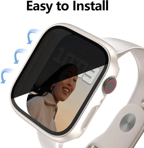 Miniatura 4 de 4 fundas rígidas de policarbonato compatibles con Apple Watch Series 7/8/9 de 1.614 pulgadas con protector de pantalla de cristal, protector Oro