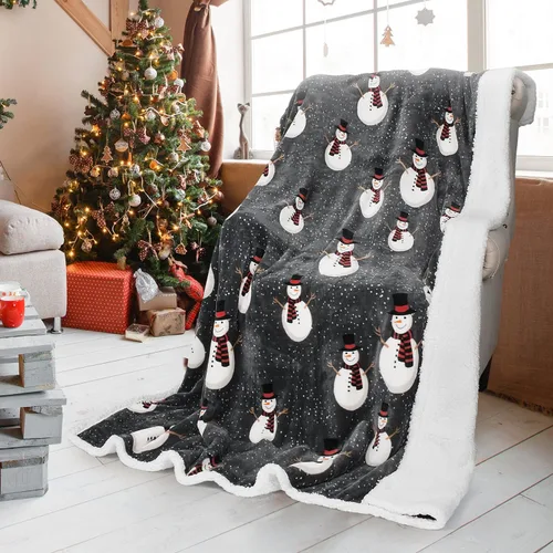 Miniatura 7 de Tirrinia - Manta sherpa de felpa gris de 50 x 60 pulgadas, manta reversible de vellón para cama y sofá, súper suave, cómoda, cálida y mullida manta