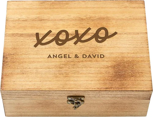 Miniatura 9 de Let's Make Memories Caja de recuerdos de madera personalizada con tapa con bisagras, caja de recuerdos de madera, almacenamiento decorativo