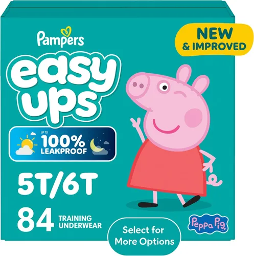 Miniatura 21 de Easy Ups - Pantalones de entrenamiento para niñas y niños, talla 4 (2T3T), 25 unidades, ropa interior absorbente de Peppa Pig, hasta un 100% a