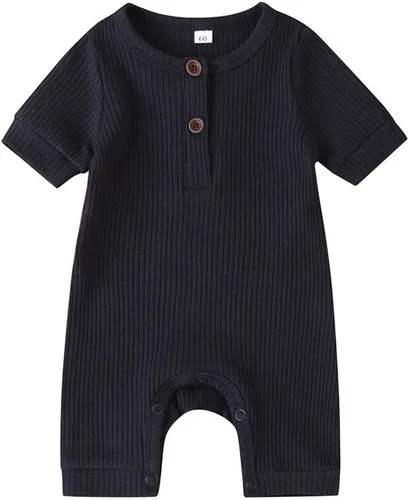 Miniatura 26 de Mameluco unisex de manga corta para bebé recién nacido, con botones, de una pieza, ropa de color sólido