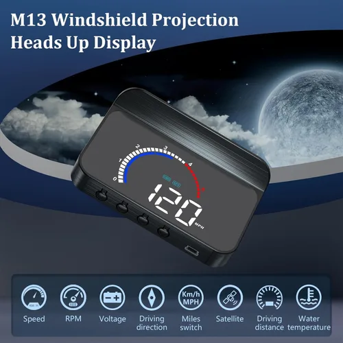Miniatura 3 de Liiiyuan M13PLUS Pantalla Head-Up para Automóviles, Pantalla de Velocímetro GPS para Automóvil OBD2+GPS Velocidad, Tiempo, Kilometraje, Viaje